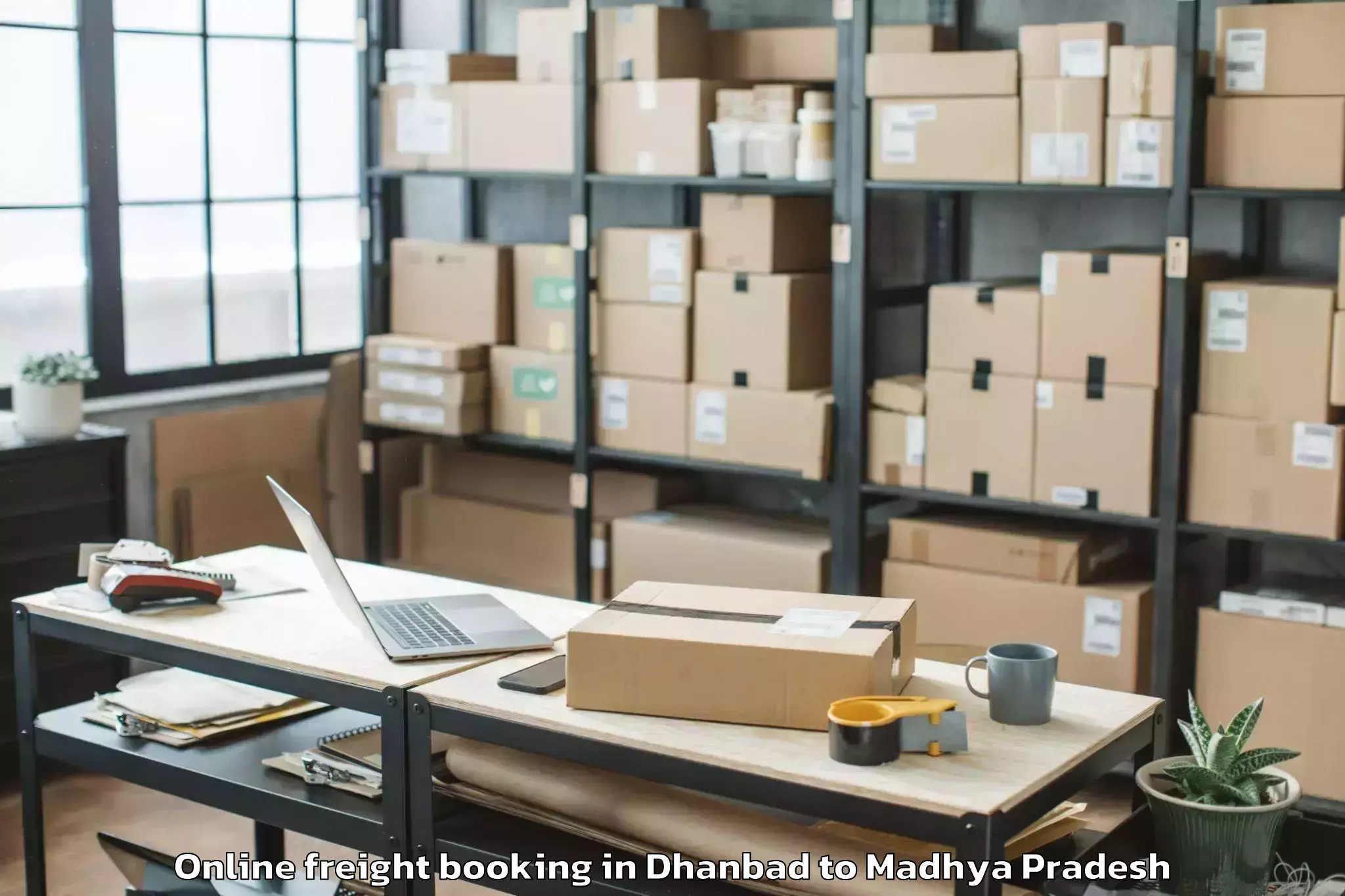 Efficient Dhanbad to Nasrullahganj Online Freight Booking